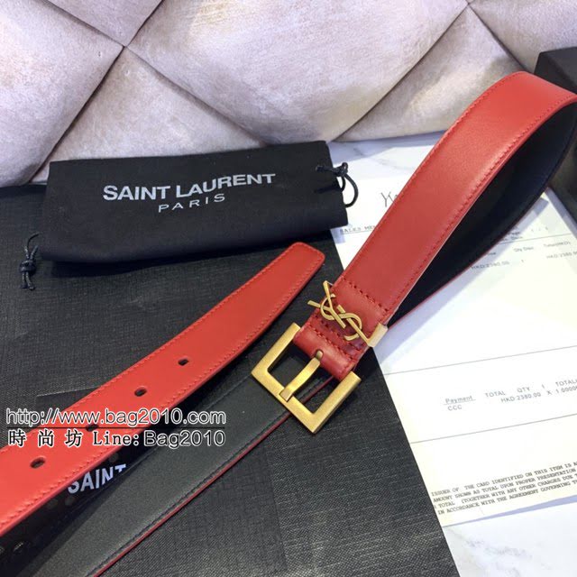 Saint Laurent女士皮帶 聖羅蘭金扣小牛皮腰帶  jjp1754